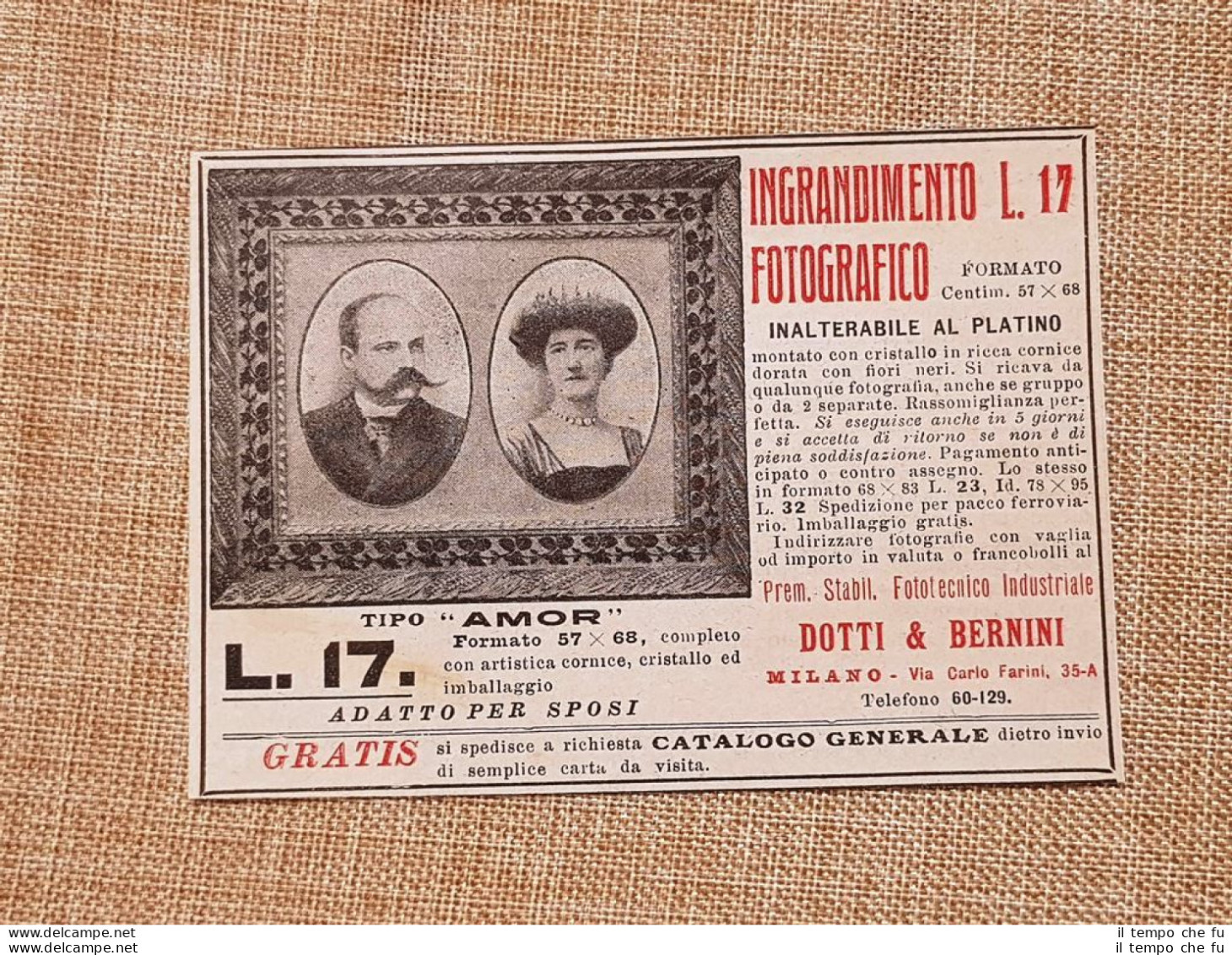 Pubblicità Del 1914 Stabilimento Fototecnico Industriale Dotti & Bernini Milano - Sonstige & Ohne Zuordnung