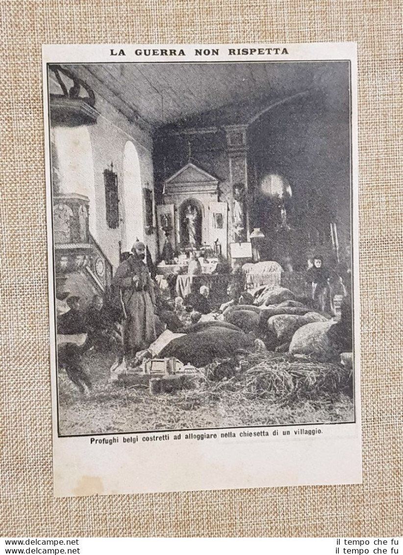 Belgio Nel 1914 Rifugio Nella Chiesa Di Un Villaggio Prima Guerra Mondiale WW1 - Autres & Non Classés