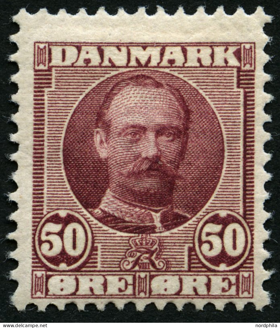 DÄNEMARK 58 *, 1907, 50 Ø Rotlila, Falzreste, Pracht, Mi. 80.- - Gebruikt