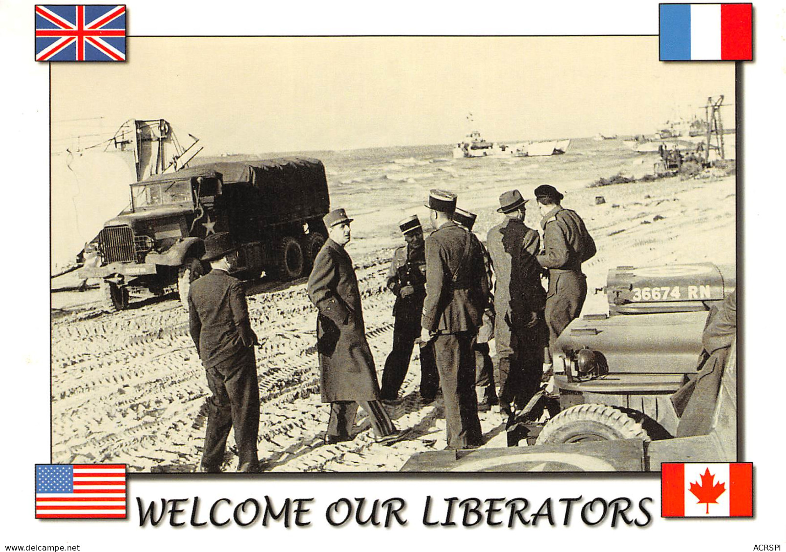 Militaria  Juin 1944 DE GAULLE Juno Beach BERNIERES Sur MER Cricqueville Arromanches 20 (scan Recto-verso)MA2293Bis4 - Weltkrieg 1939-45