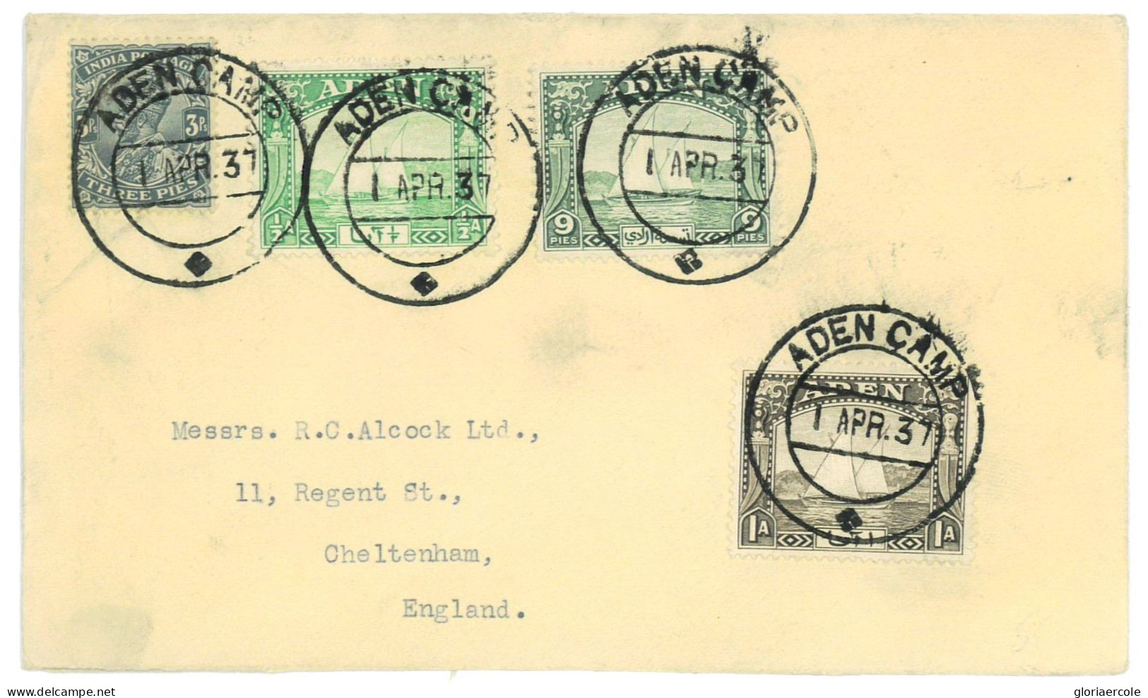 P2845 - ADEN/INDIA, MIXED FRANKING THE ADEN STAMPS IN FDC 1.4.1937 - Aden (1854-1963)