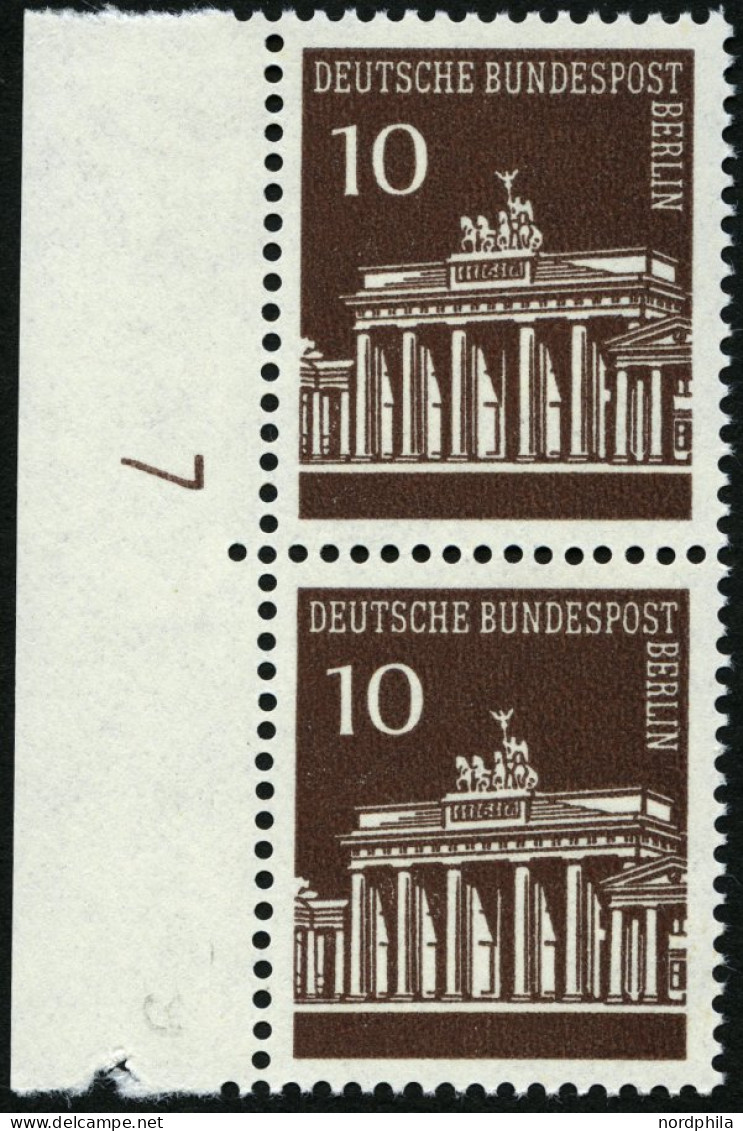 BERLIN 286 **, 1966, 10 Pf. Brandenburger Tor Mit Druckereizeichen 7, Pracht, Mi. 40.- - Ungebraucht