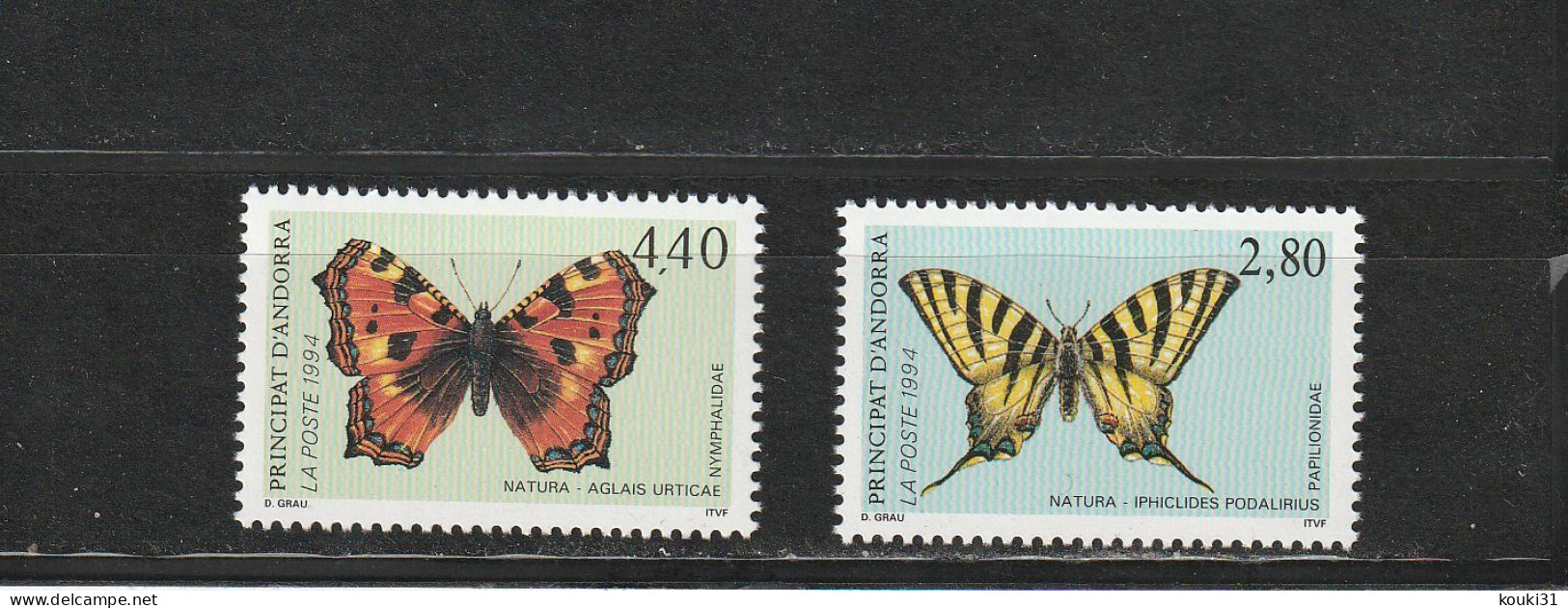 Andorre YT 451/2 ** : Papillons - 1994 - Unused Stamps