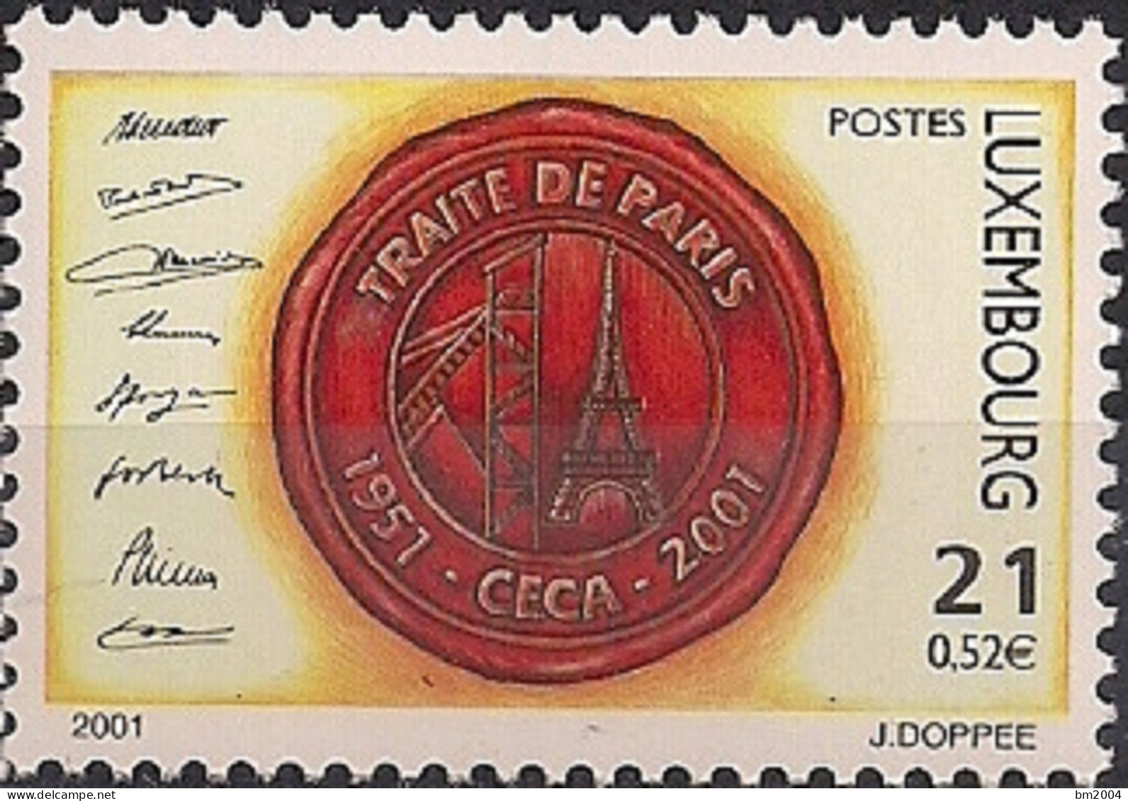 2001 Luxemburg Mi. 1529**MNH  50 Jahre Pariser Vertrag Zur Gründung Der Europäischen Gemeinschaft Für Kohle Und Stahl. - Unused Stamps