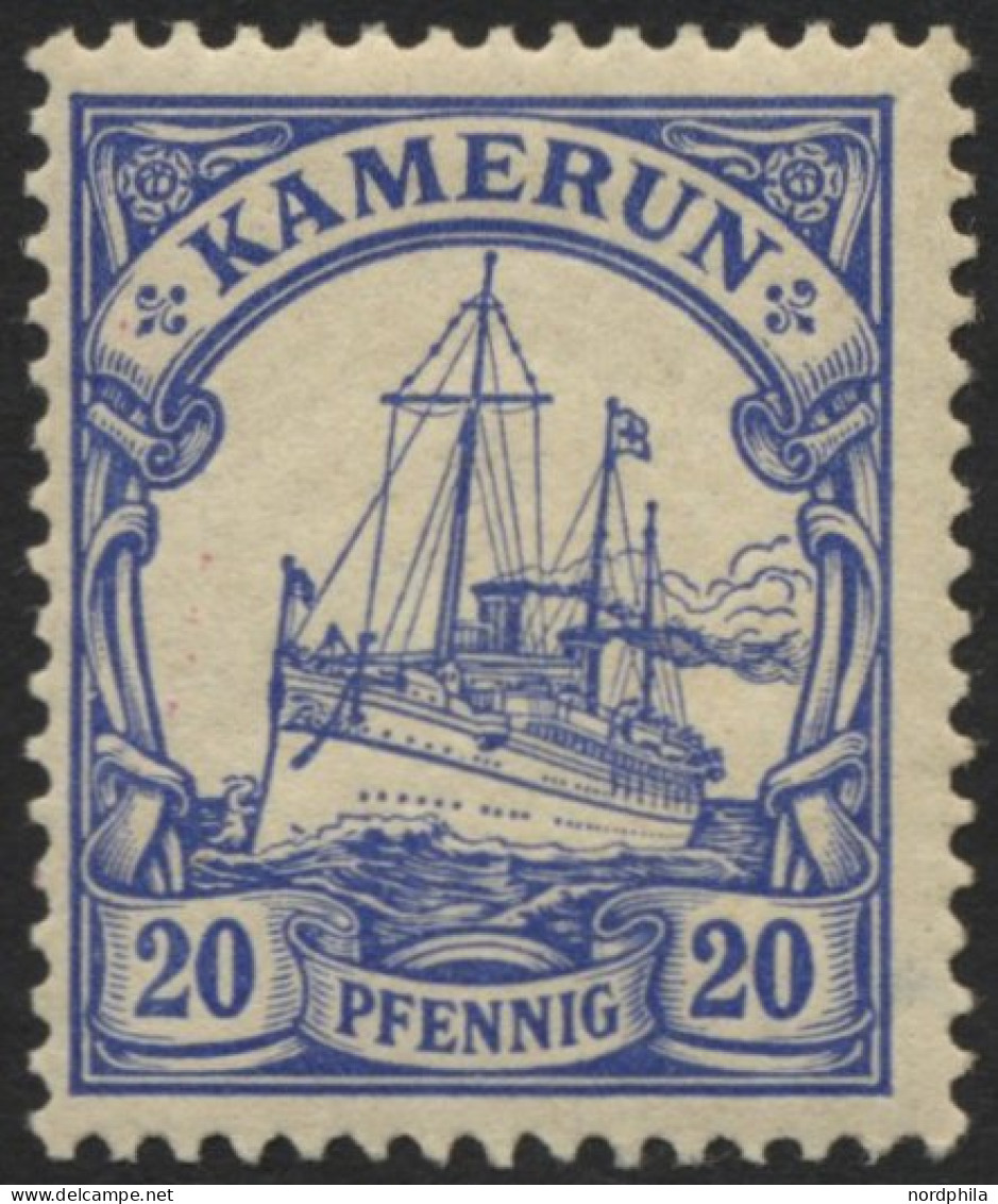 KAMERUN 10 *, 1900, 20 Pf. Violettultramarin, Ohne Wz., Falzreste, Pracht, Mi. 30.- - Cameroun