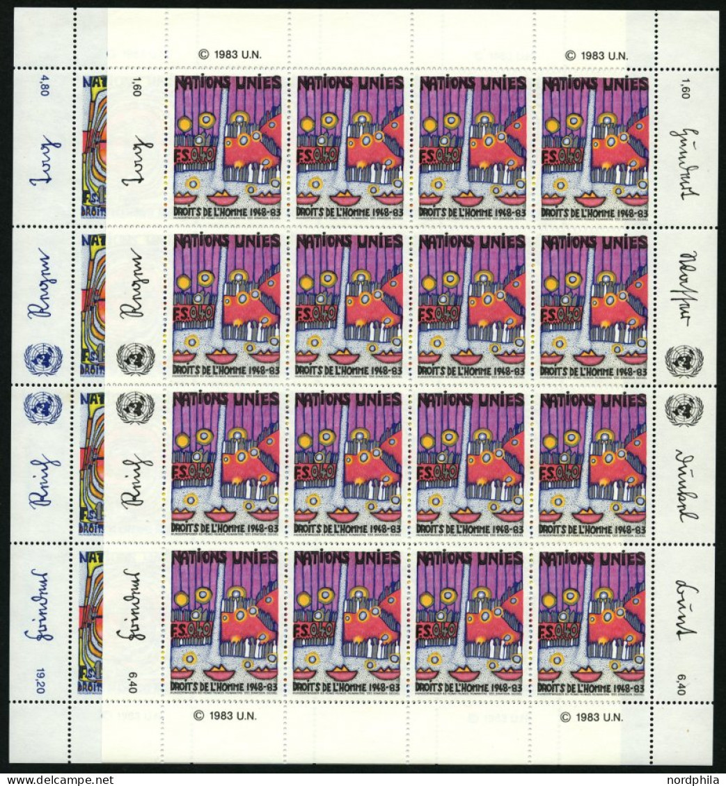 UNO - GENF 117/8KB **, 1983, Menschenrechte Im Kleinbogensatz, Pracht, Mi. 35.- - Autres & Non Classés