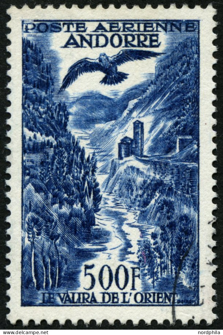 FRANZÖSISCHE-POST 160 O, 1957, 500 Fr. Flugpostmarken, Feinst, Mi. 100.- - Unused Stamps