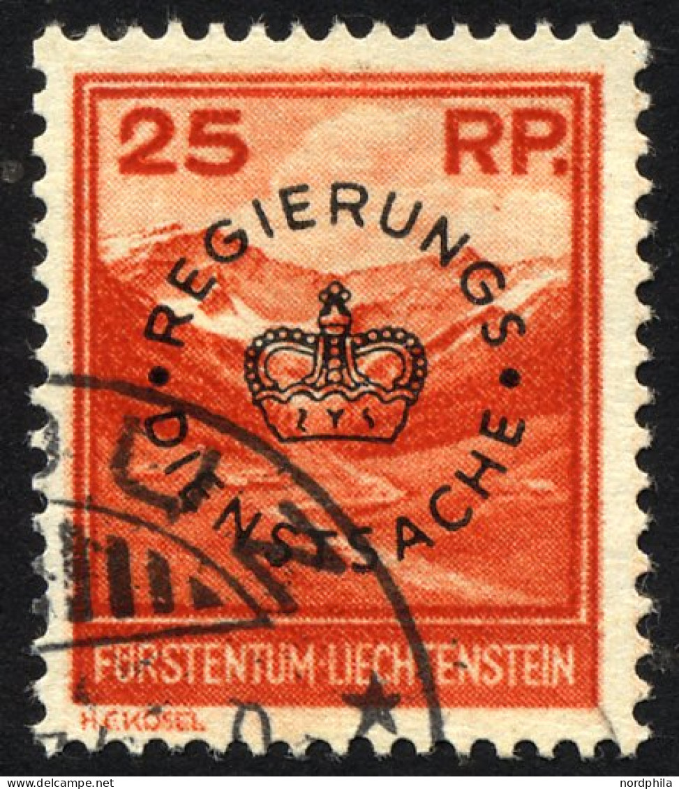 DIENSTMARKEN D 9 O, 1933, 25 Rp. Valünatal Und Naafkopf, Pracht, Mi. 65.- - Oficial