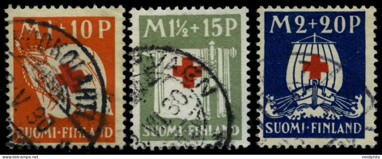 FINNLAND 158-60 O, 1930, Rotes Kreuz, Prachtsatz, Mi. 50.- - Used Stamps