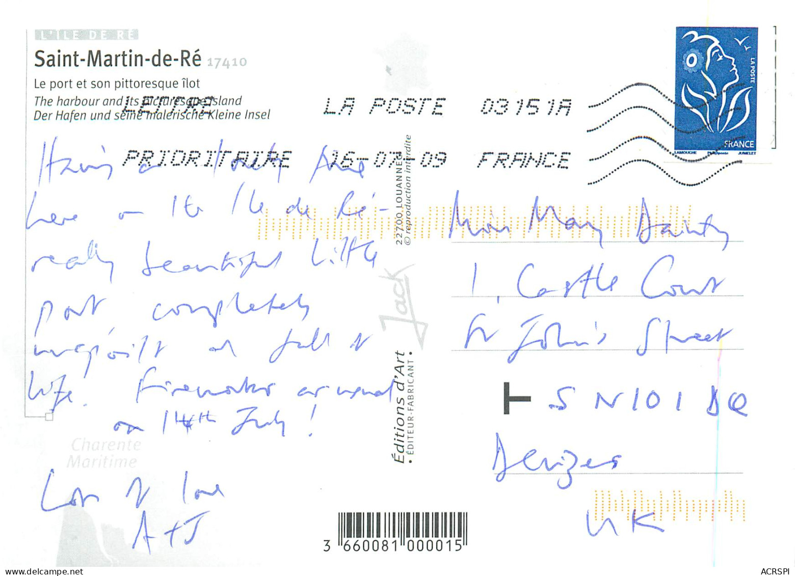 SAINT MARTIN DE Ré  Vue Aerienne De L'ilot    43 (scan Recto-verso)MA2287Ter - Saint-Martin-de-Ré