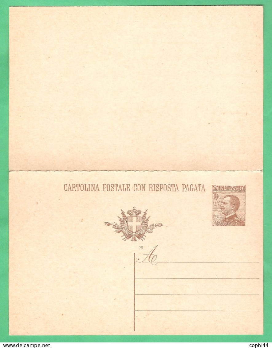 REGNO D'ITALIA 1925 CARTOLINA POSTALE VEIII MICHETTI DOMANDA+RISPOSTA Mil. 25 STEMMA II (FILAGRANO C59A) C 40+40 NUOVA - Ganzsachen