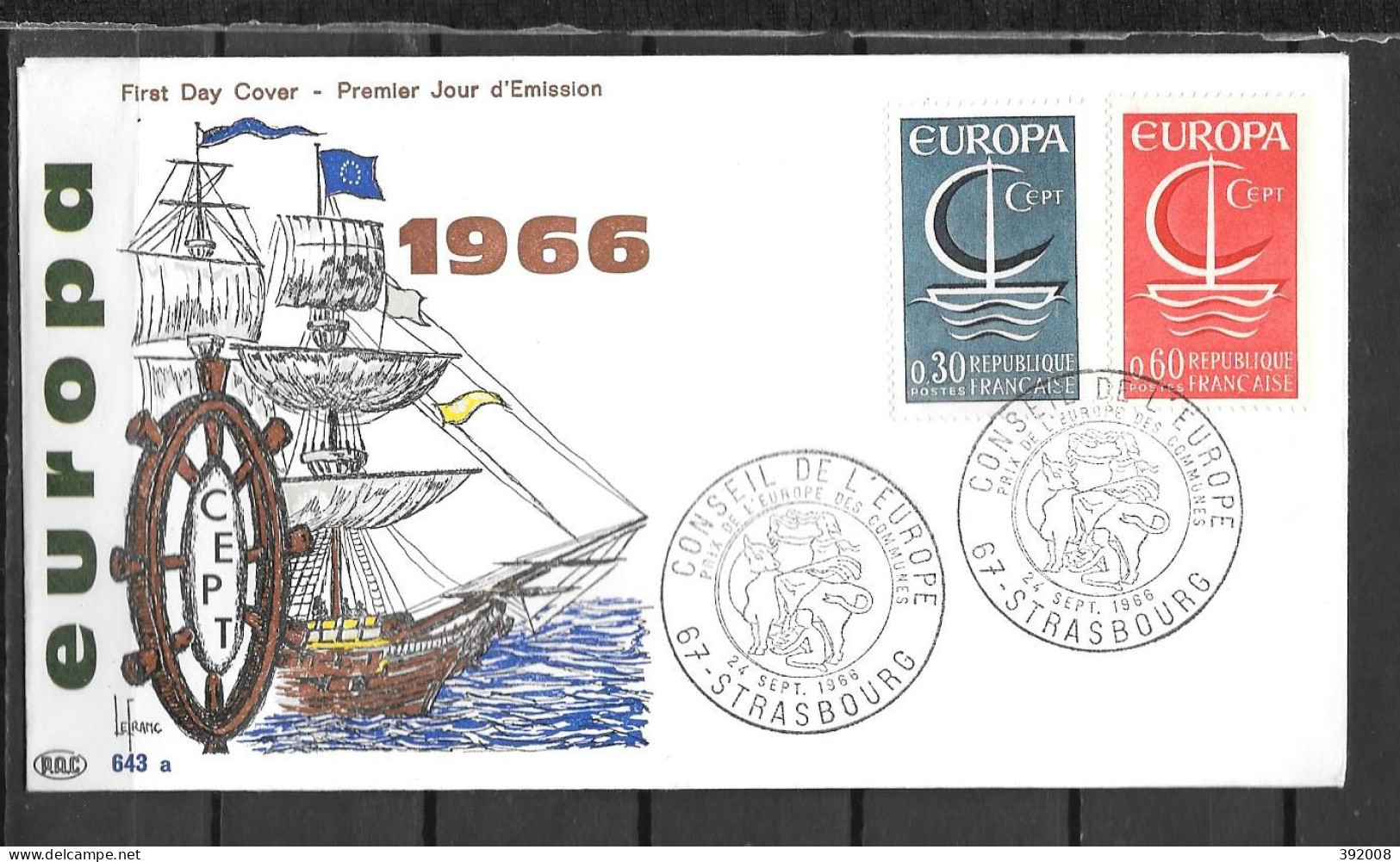 1966 - FDC - FRANCE - 45 - 2 - Strasbourg - 1966