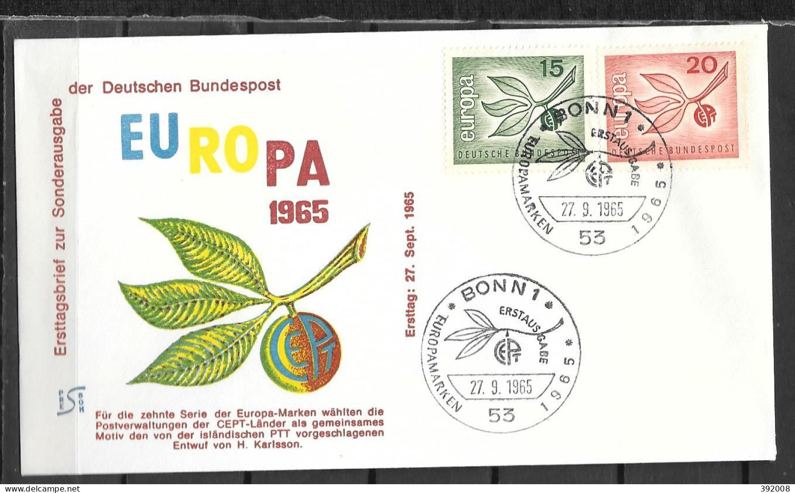 1965 - FDC - ALLEMAGNE - 41 - 2 - 1965