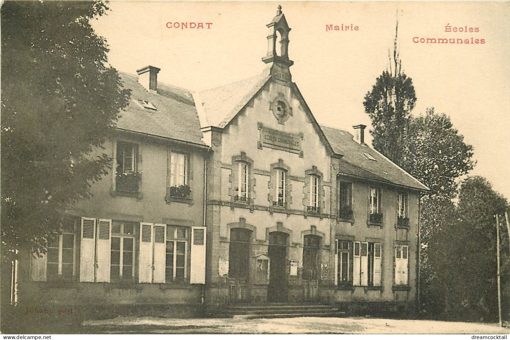 WW 15 CONDAT. Mairie Et Ecoles Communales 1928. Perspective Rare... - Condat
