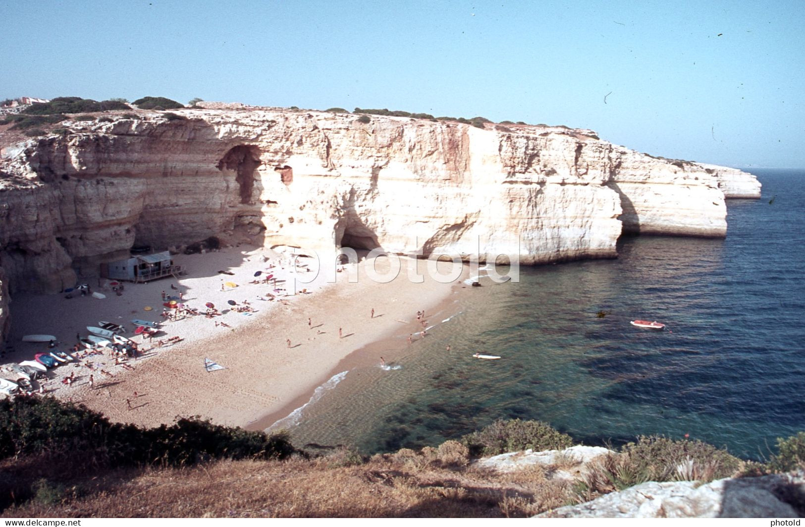 2 SLIDES SET BURGAU PRAIA BEACH PLAGE PLAYA STRAND ALGARVE PORTUGAL ORIGINAL AMATEUR 35mm SLIDE PHOTO 1969 NB3938 - Diapositives