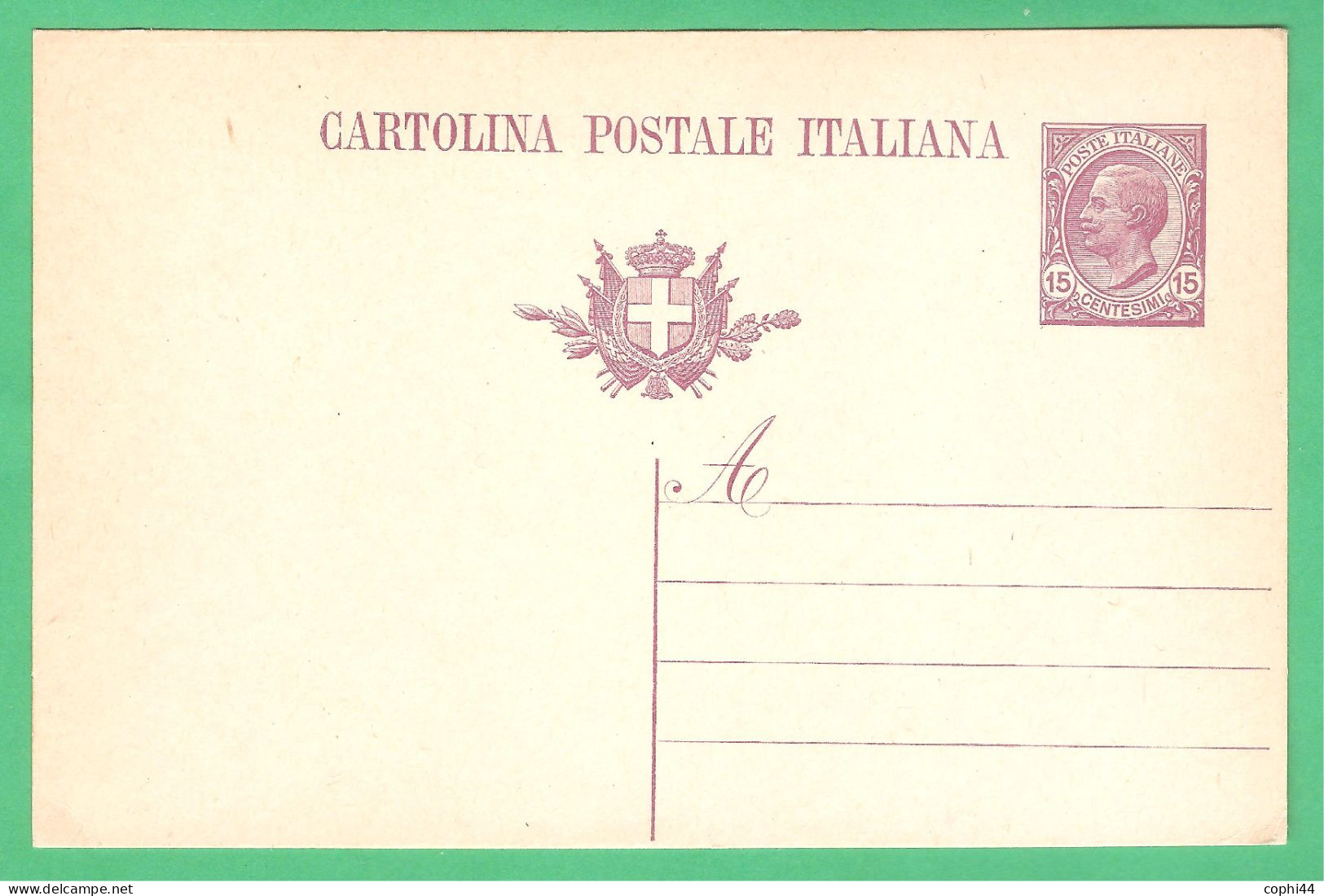 REGNO D'ITALIA 1927 CARTOLINA POSTALE VEIII LEONI VIOLA SENZA MILLESIMO 15 C (FILAGRANO C47) NUOVA - Stamped Stationery