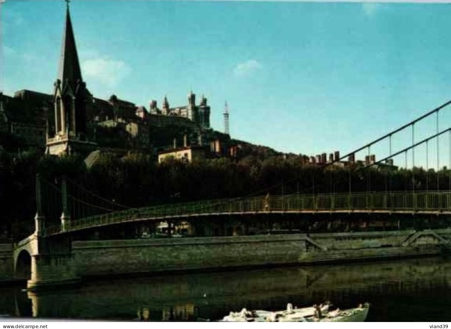 LYON. - Passerelle Et Eglise St Georges, Basilique ND De Fourvière. Flamme Train Le Lyonnais 1969 - Lyon 5