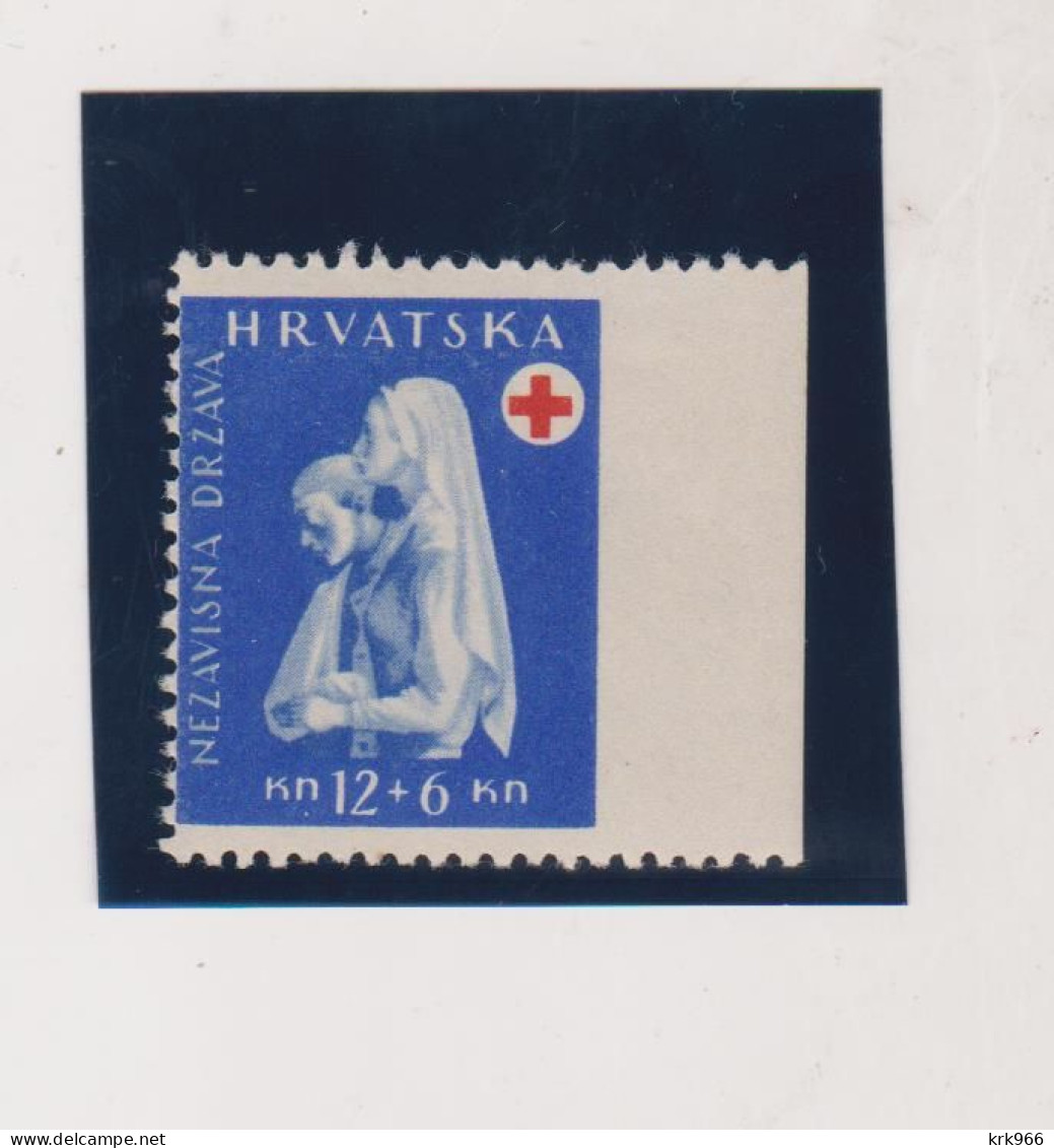 CROATIA, WW II  1943 Red Cross 12+6 Kn Right Imperforated MNH - Croatie