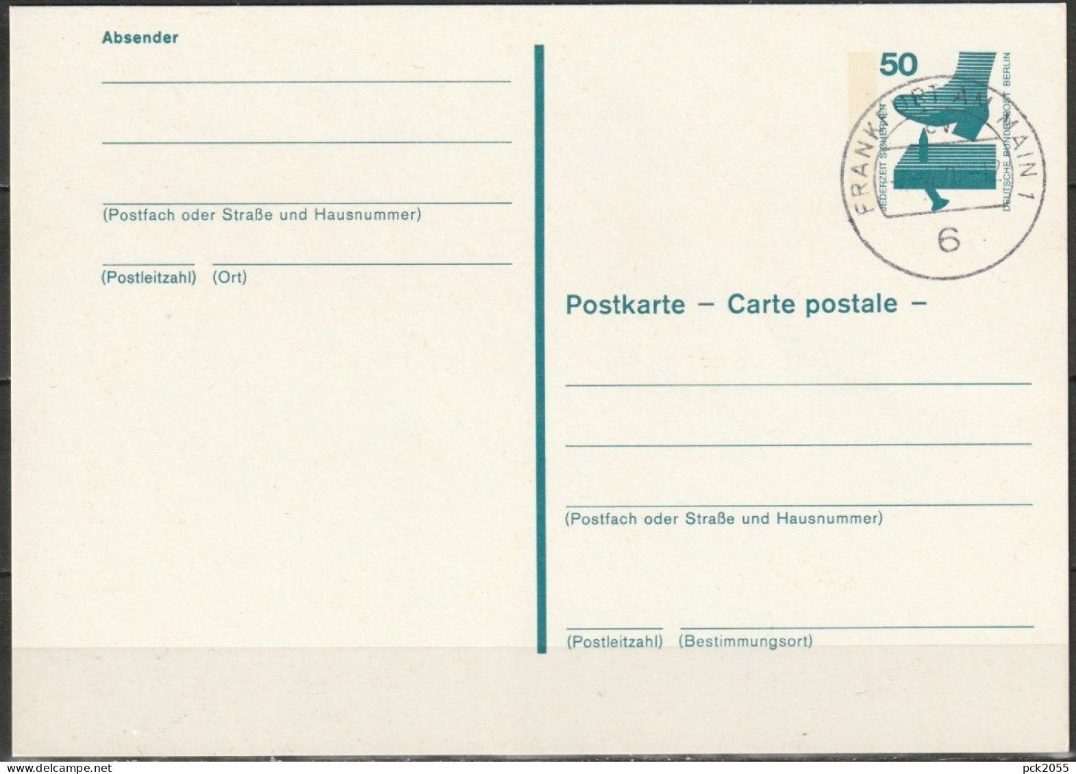 Berlin Ganzsache 1975 Mi.-Nr. P100 Tagesstempel FRANKFURT 7.4.76  ( PK 587 ) - Cartoline - Usati