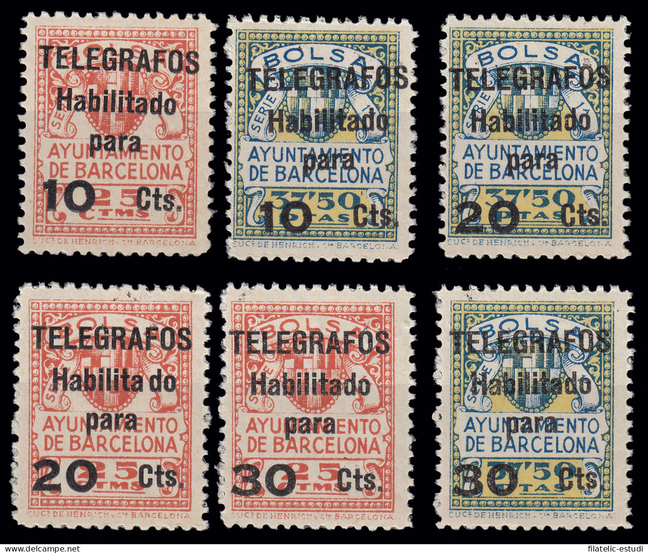 Barcelona Telégrafos NE 1/6 1930-34 Ayuntamiento Barcelona MNH - Barcelone