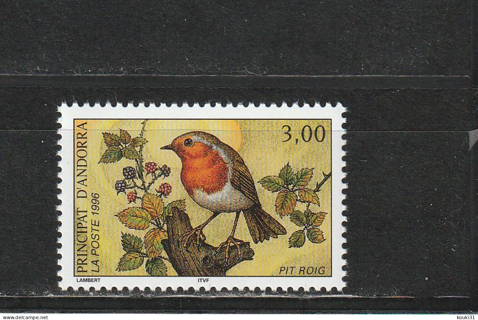 Andorre YT 470 ** : Rouge-gorge - 1996 - Pájaros Cantores (Passeri)