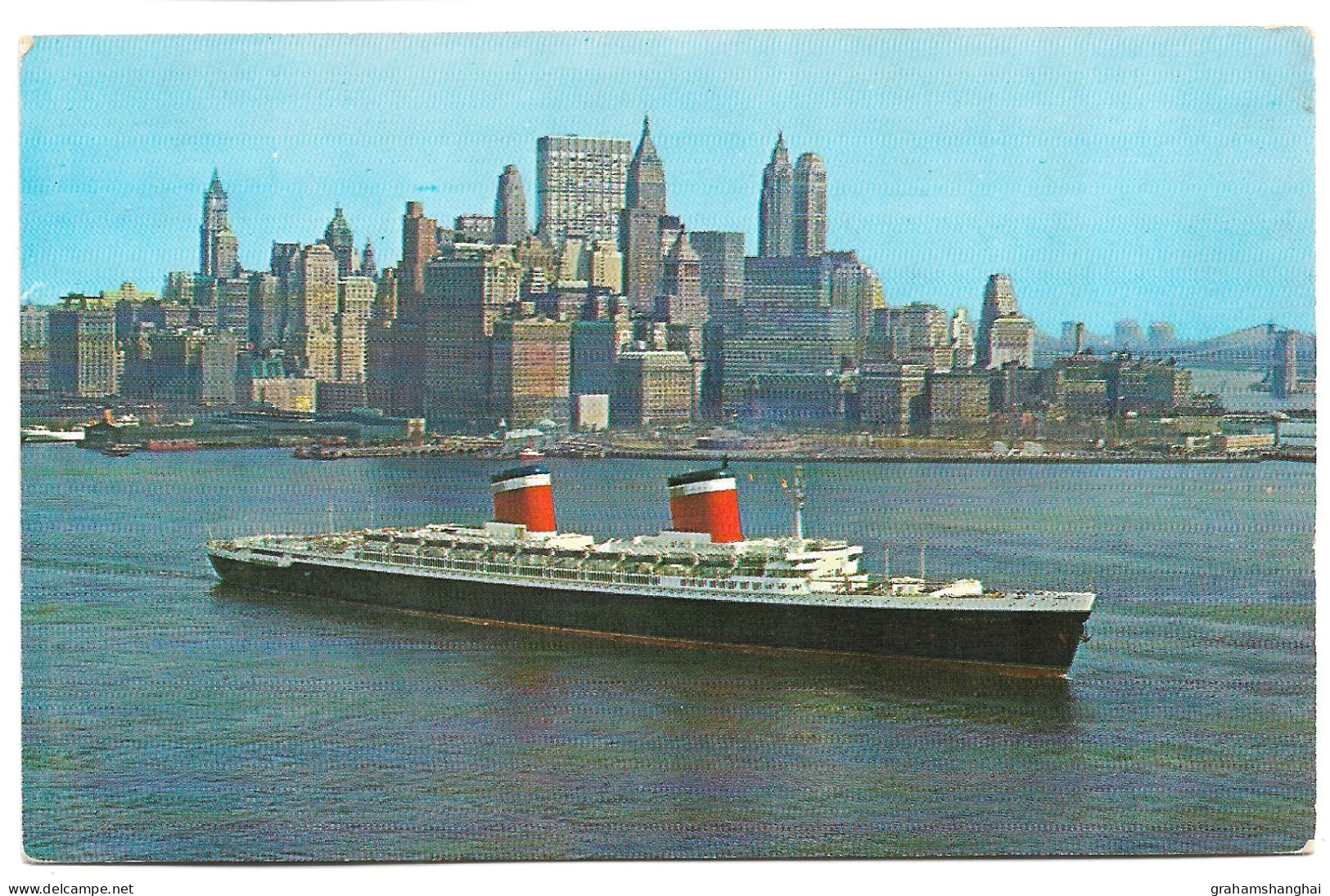 3 Postcards Lot United States Line SS United States New York Harbour & Painting One Posted 1962 Others Unposted - Paquebots