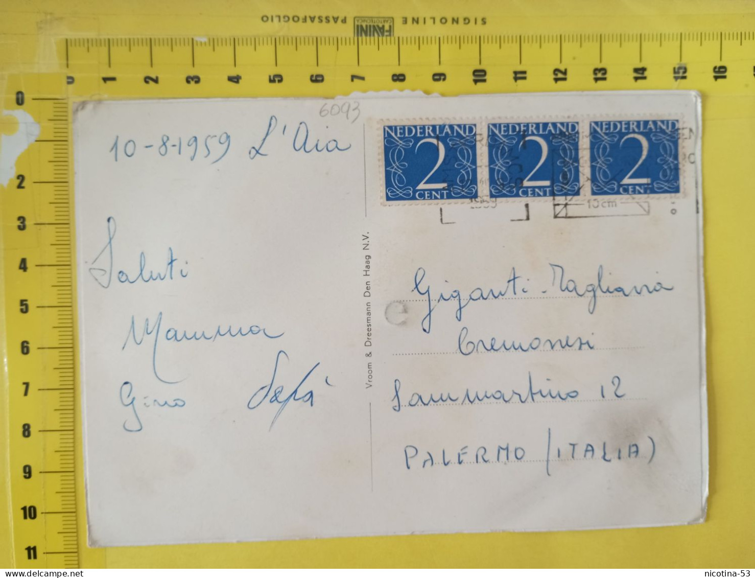 CT-06093- GROETEN UIT - DEN HAAG SCHEVENINGEN - 9 VEDUTE VIAGGIATA 1959 PER PALERMO - Gruss Aus.../ Gruesse Aus...