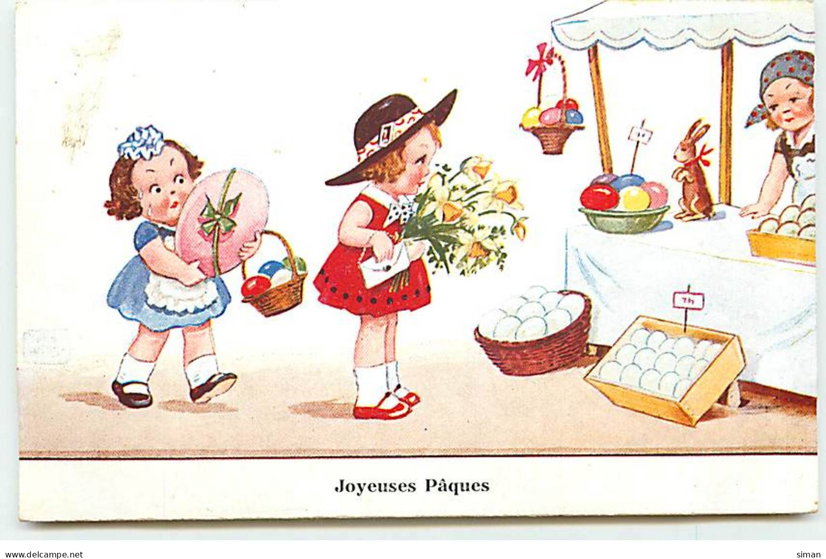 N°20364 - John Wills - Joyeuses Pâques - Jeunes Filles Devant Une Marchande D'oeufs - Wills, John