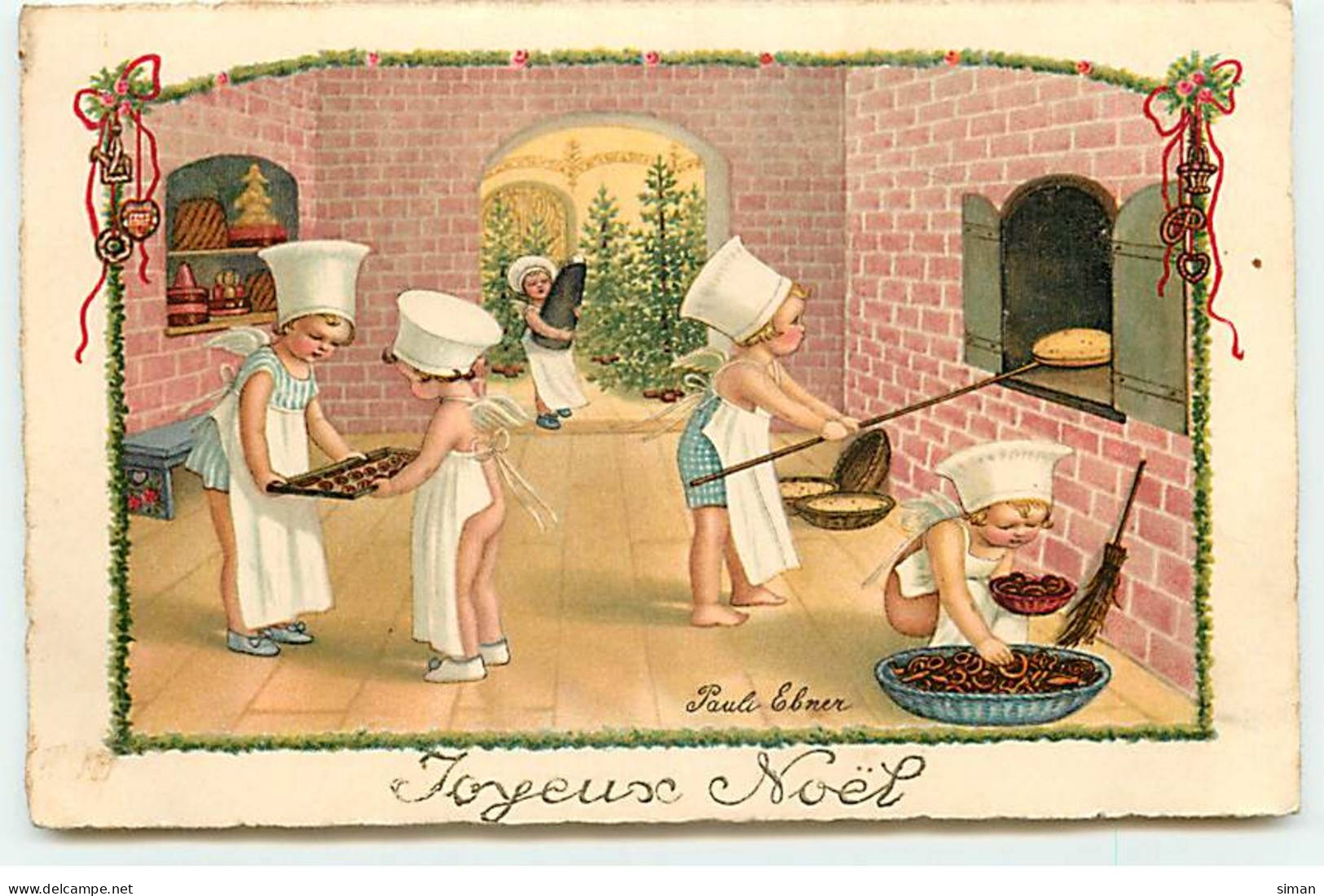 N°20356 - P. Ebner - Joyeux Noël - Anges Faisant Des Gâteaux - Ebner, Pauli