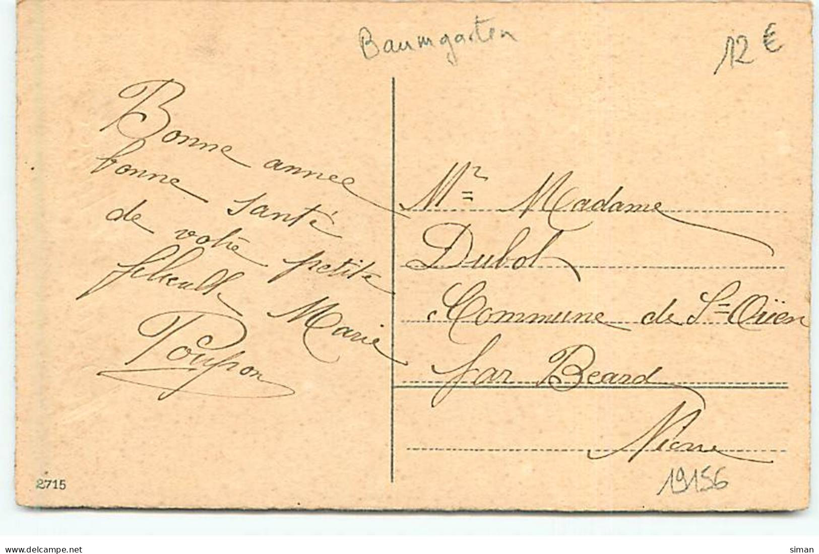 N°19156 - F. Baumgarten - Bonne Année - Fillette Sous La Neige Entourée D'oiseaux - Baumgarten, F.