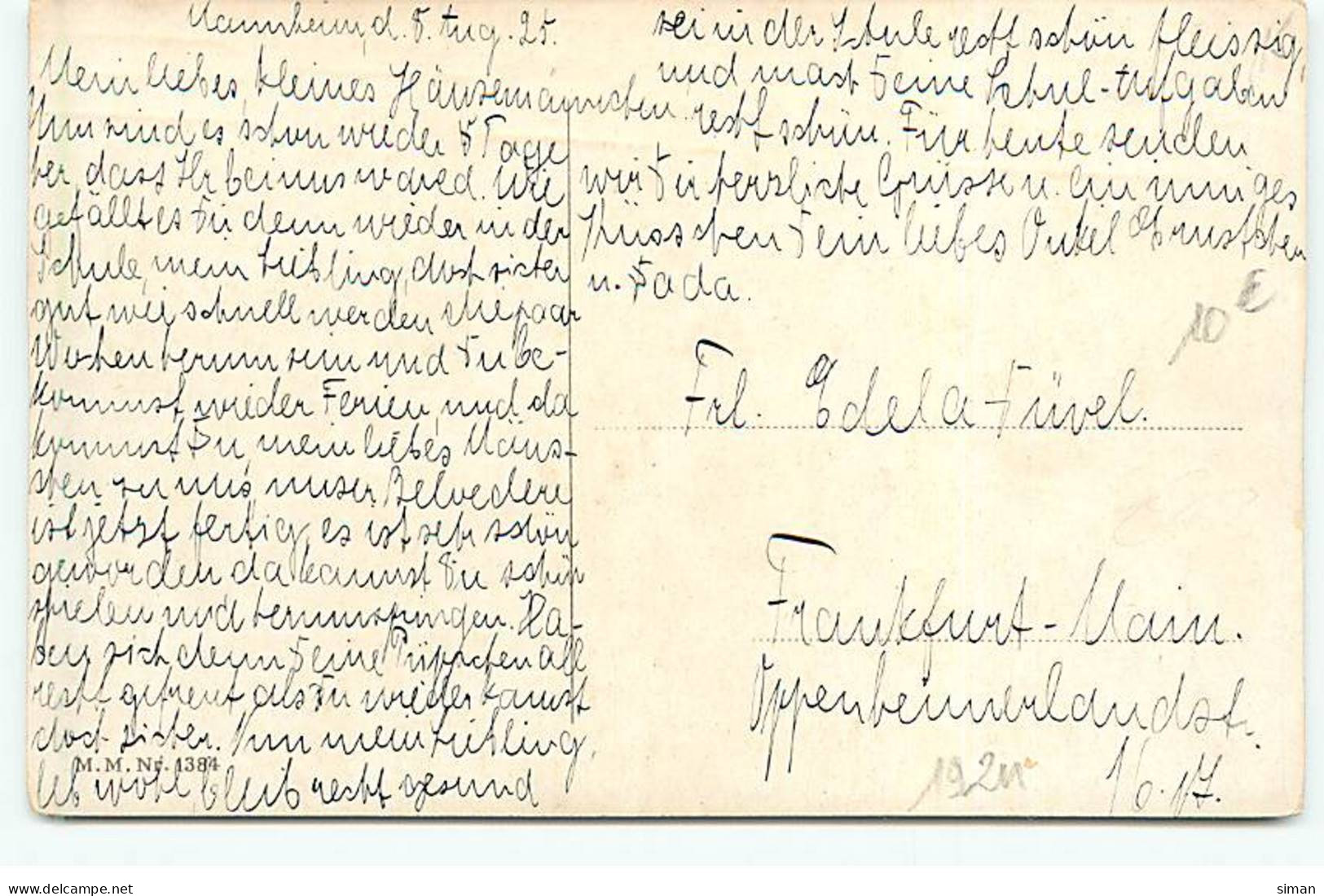 N°19211 - P. Ebner - MM Vienne N°1384 - Zwei Hafenfüss - Grenouille Sortant De L'eau Et Effrayant Un Couple D'enfants - Ebner, Pauli