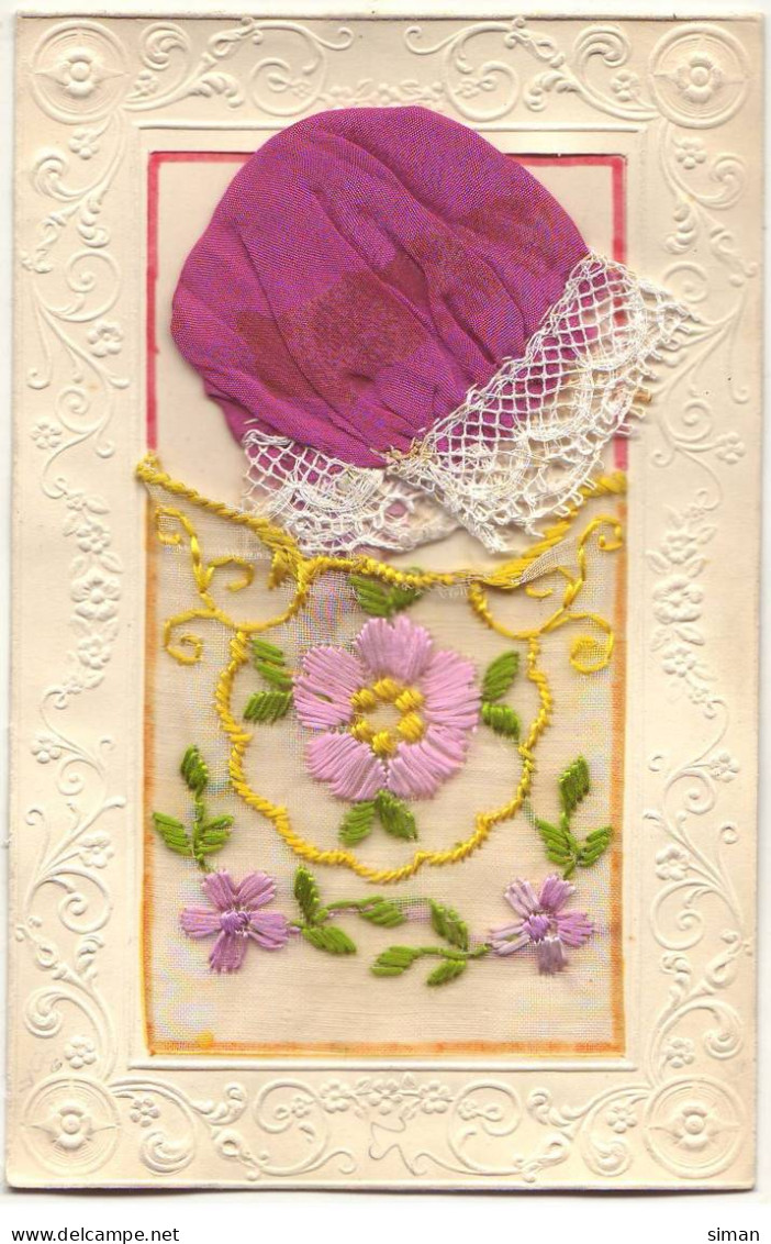 N°19204 - Carte Brodée - Bonnet Et Fleurs - Saint-Catherine's Day