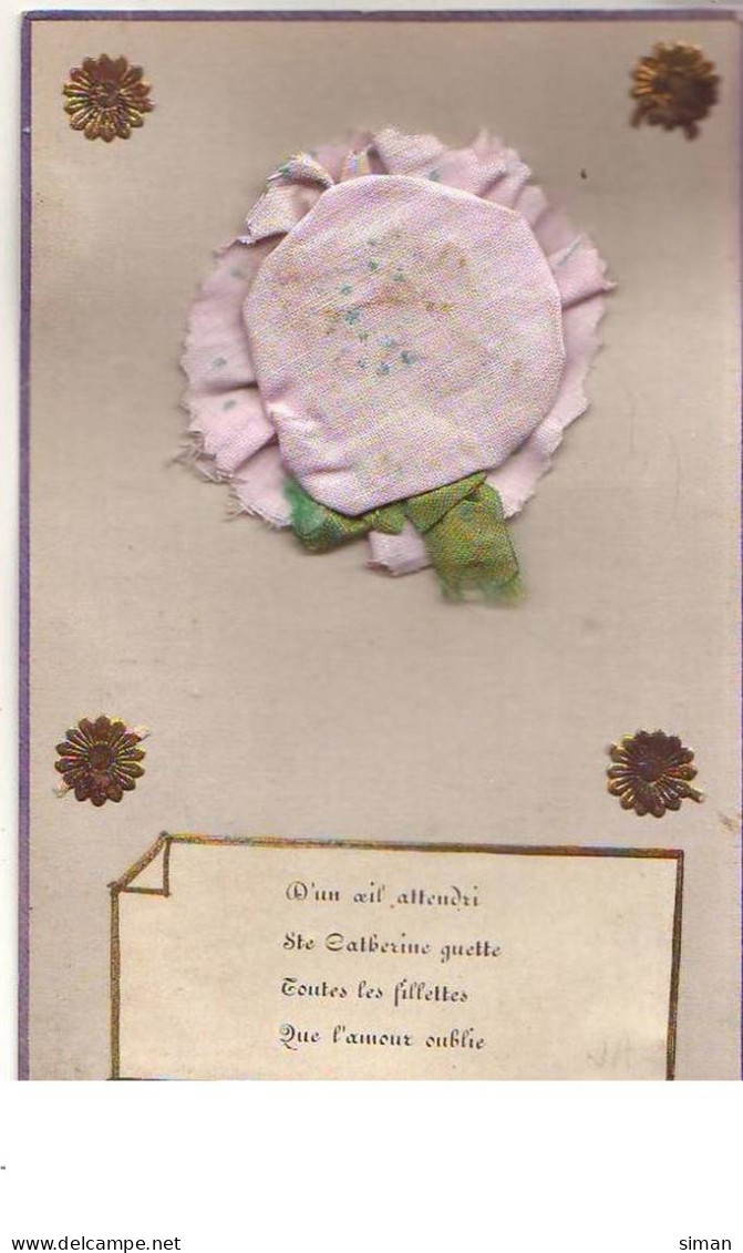 N°14759 - D'un Oeil Attendri ... Que L'amour Oublie - Bonnet En Tissu Rose Pâle Et Tuban Vert - Santa Caterina