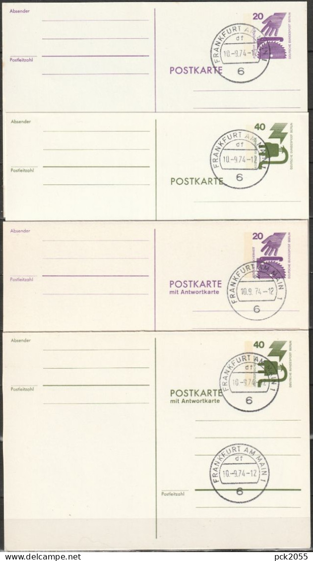 Berlin Ganzsache 1974 Mi.-Nr. P94 - P97 Tagesstempel FRANKFURT 10.9.74  ( PK 595 ) - Cartoline - Usati