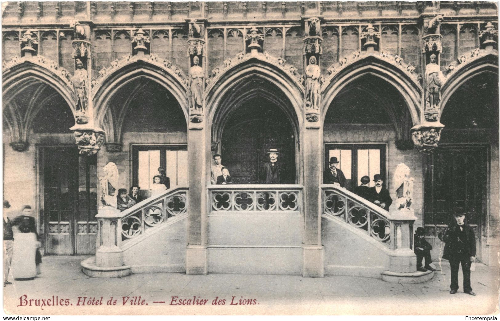 CPA Carte Postale Belgique Bruxelles Hôtel De Ville Escalier Des Lions VM79067 - Monuments