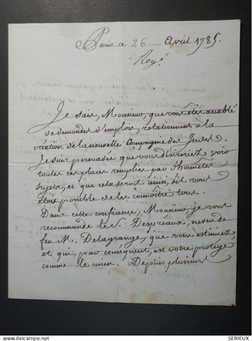 DL21 FRANCE  BELLE  LETTRE AUTOGRAPHE  RARE 1785 PARIS ++LES REMIREMONT +LOUISE ADELAIDE DE BOURBON +++ - Koninklijke Families