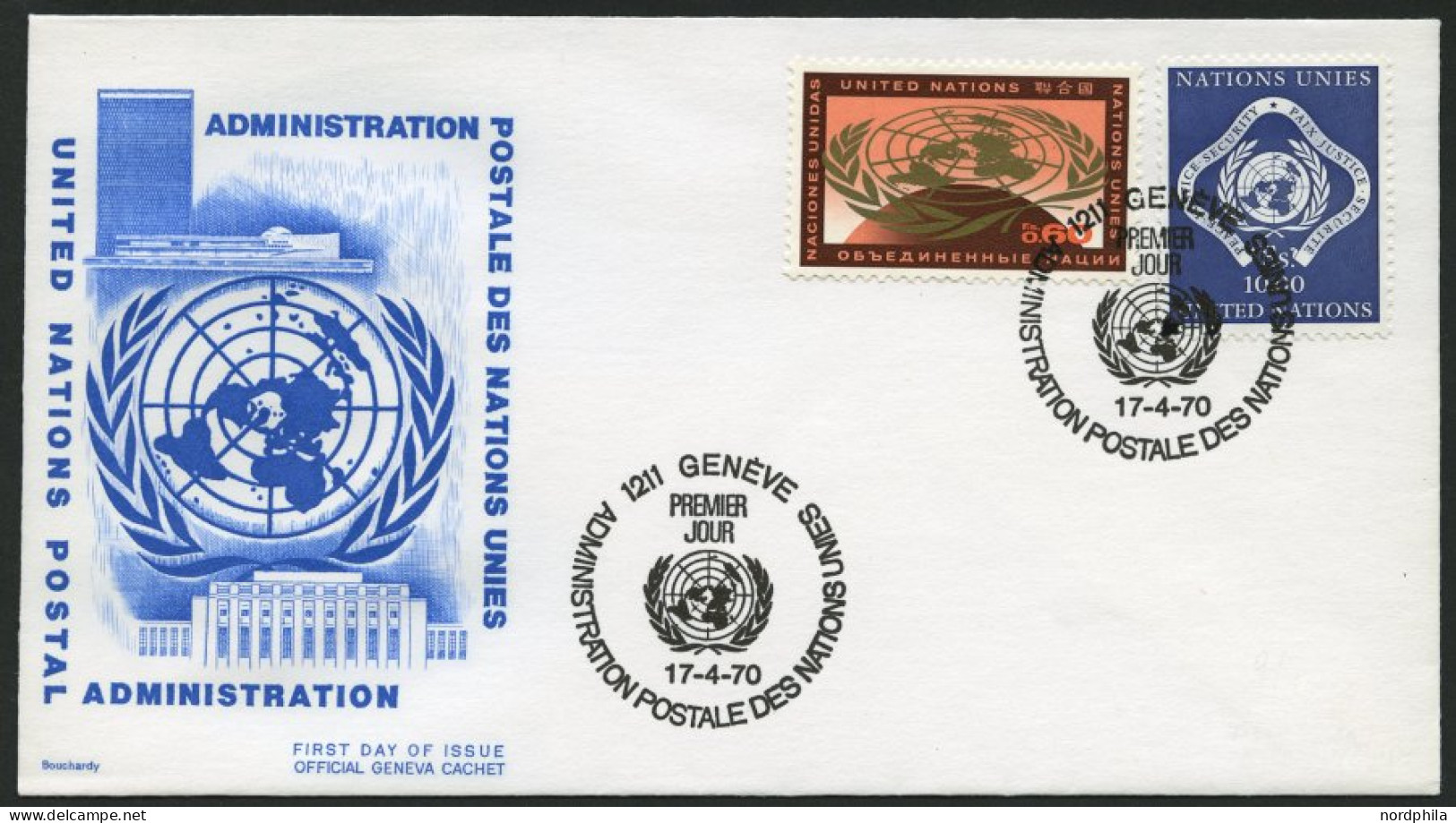 UNO - GENF 9/10 BRIEF, 1970, UNO-Emblem Auf FDC, Pracht, Mi. 40.- - Autres & Non Classés
