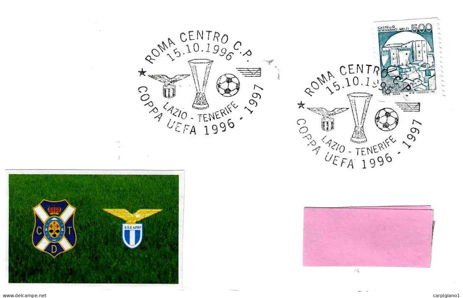 ITALIA ITALY - 1996 ROMA Coppa Uefa 1996-97 Partita Di Calcio LAZIO-TENERIFE 1-0 Su Busta Viaggiata - 4574 - 1991-00: Storia Postale