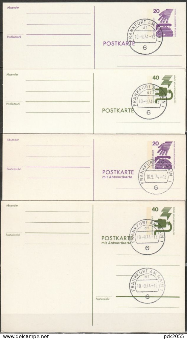 Berlin Ganzsache 1974 Mi.-Nr. P94 - P97 Tagesstempel FRANKFURT 10.9.74  ( PK 596 ) - Postkaarten - Gebruikt