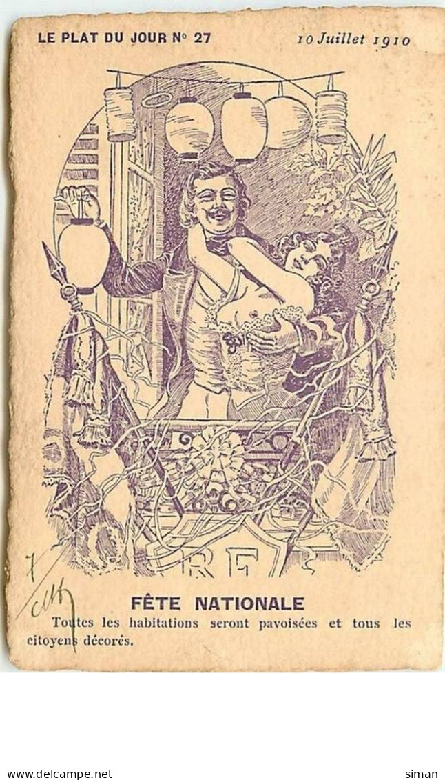 N°11435 - Carte Politique - Le Plat Du Jour N°27 - Fête Nationale - Femme Nue - 10 Juillet - Satirical