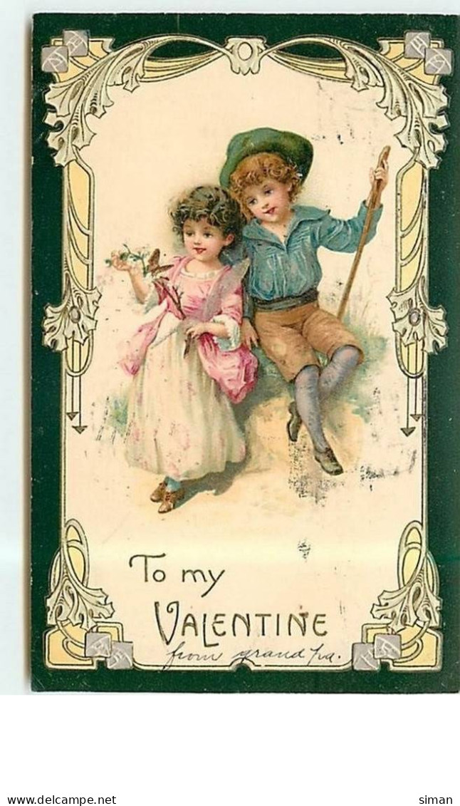 N°6136 - Carte Gaufrée - To My Valentine - Couple D'enfants - San Valentino