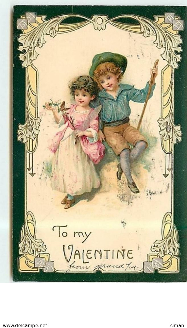 N°6136 - Carte Gaufrée - To My Valentine - Couple D'enfants - Saint-Valentin