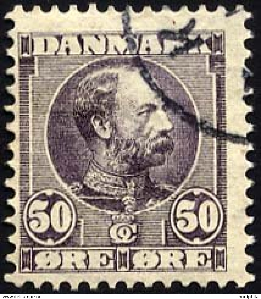 DÄNEMARK 51 O, 1905, 50 Ø Dkl`lila, Pracht, Mi. 50.- - Gebraucht