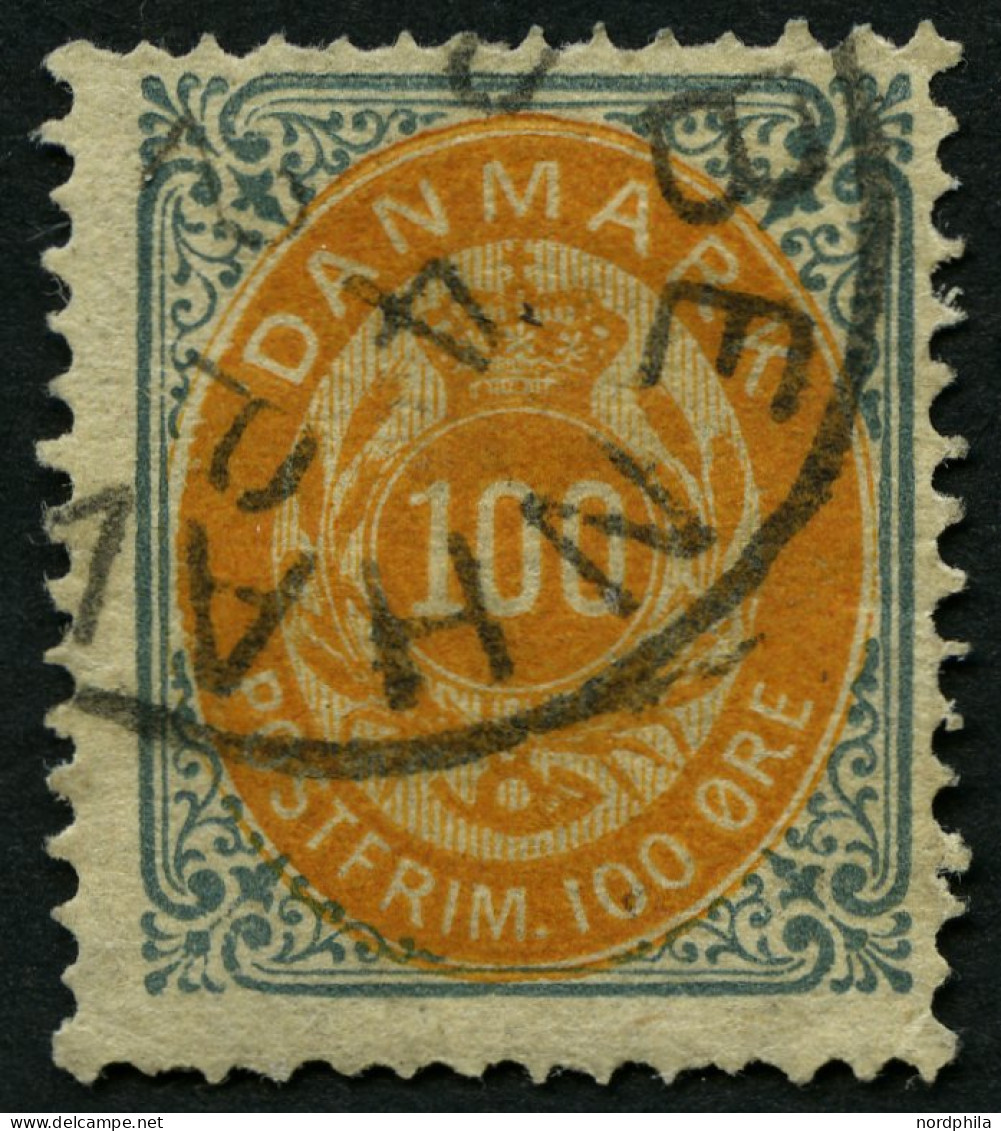 DÄNEMARK 31IYA O, 1877, 100 Ø, Normaler Rahmen, Wz. 1Y, Gezähnt K 14:131/2, üblich Gezähnt Pracht, Mi. 50.- - Used Stamps