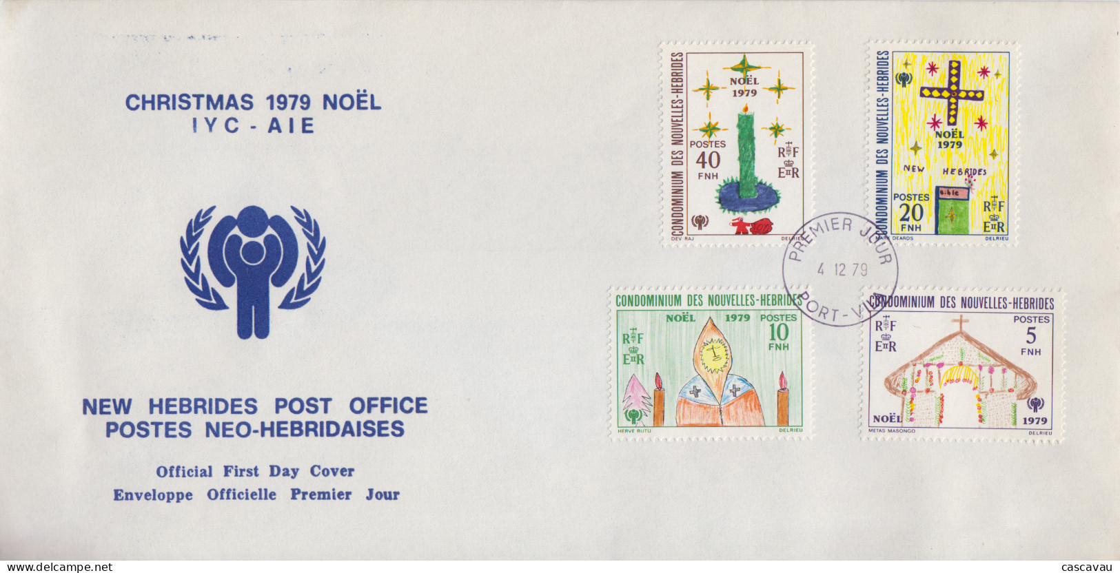 Enveloppe  FDC  1er Jour   NOUVELLES  HEBRIDES    Noël   1979 - FDC