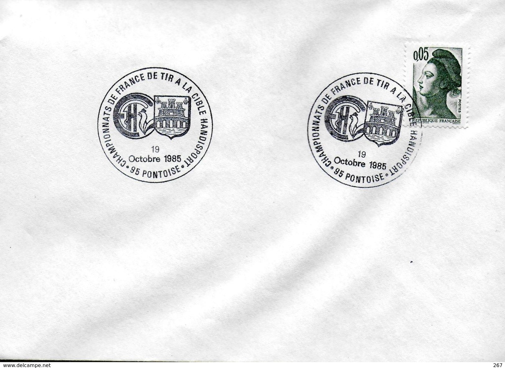 FRANCE  Lettre  1985  Pontoise Armoiries Tir A La Cible - Tiro (armi)