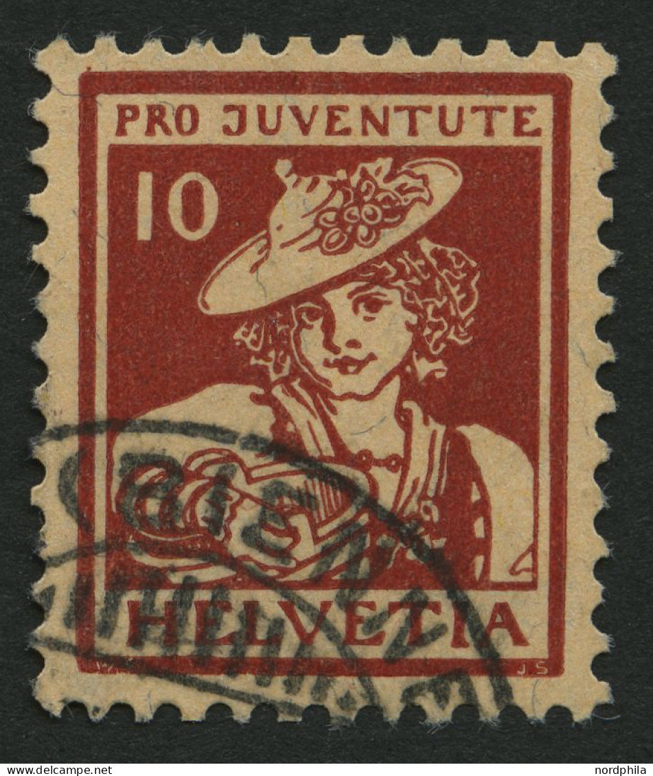 SCHWEIZ BUNDESPOST 132 O, 1916, 10 C. Pro Juventute, Normale Zähnung, Pracht, Mi. 90.- - Used Stamps