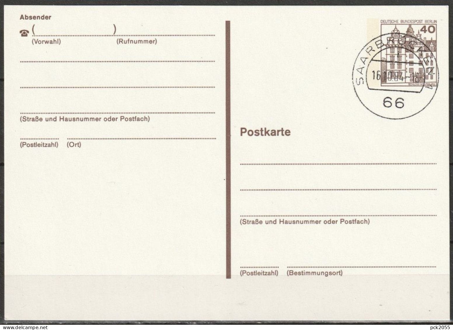 Berlin Ganzsache 1984 Mi.-Nr. P121 II Tagesstempel Saarbrücken   16.10.84  ( PK 600 ) - Postkarten - Gebraucht