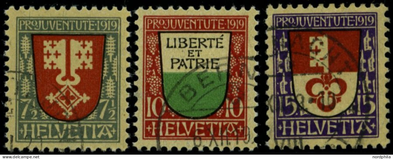 SCHWEIZ BUNDESPOST 149-51 O, 1919, Pro Juventute, Prachtsatz, Mi. 45.- - Used Stamps