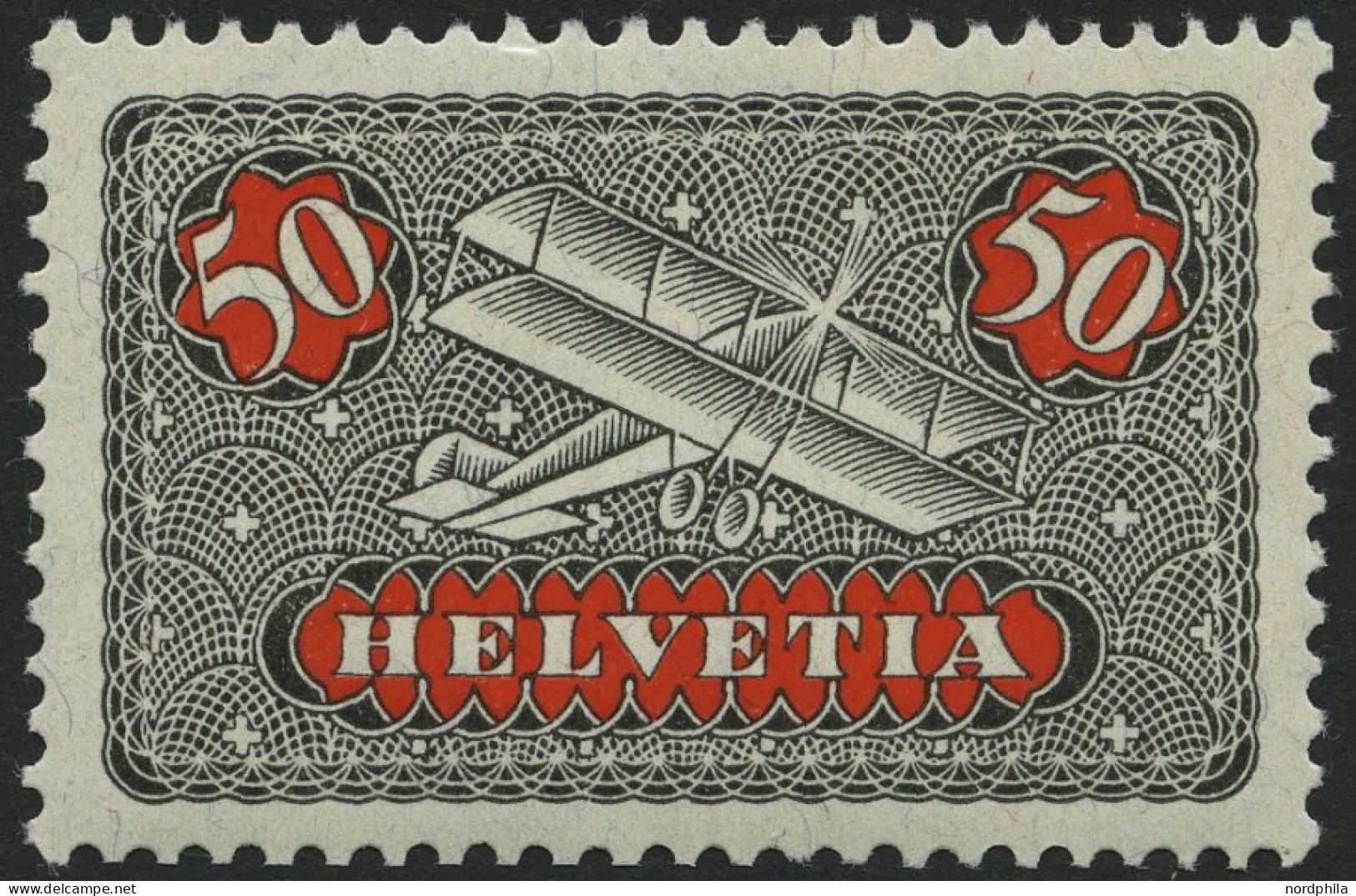 SCHWEIZ BUNDESPOST 184x **, 1923, 50 C. Flugpost, Gewöhnliches Papier, Pracht, Mi. 40.- - Unused Stamps